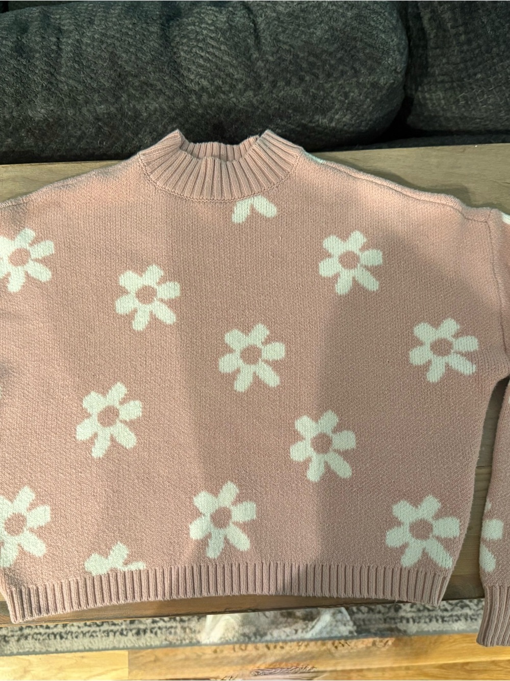 Hollister Pink Floral Mock-Neck Sweater